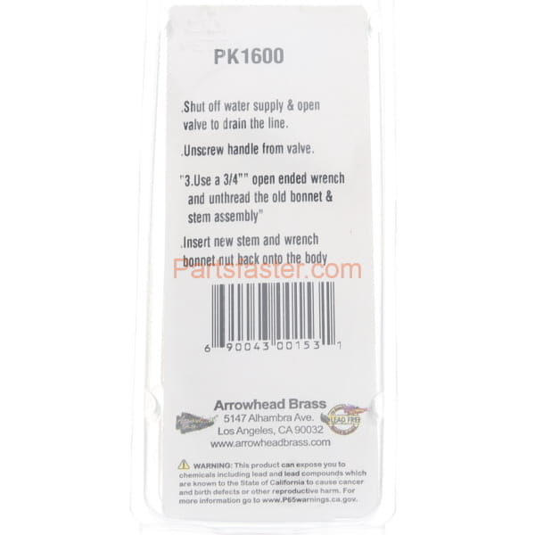 Arrowhead Brass PK1600 Stem Assembly