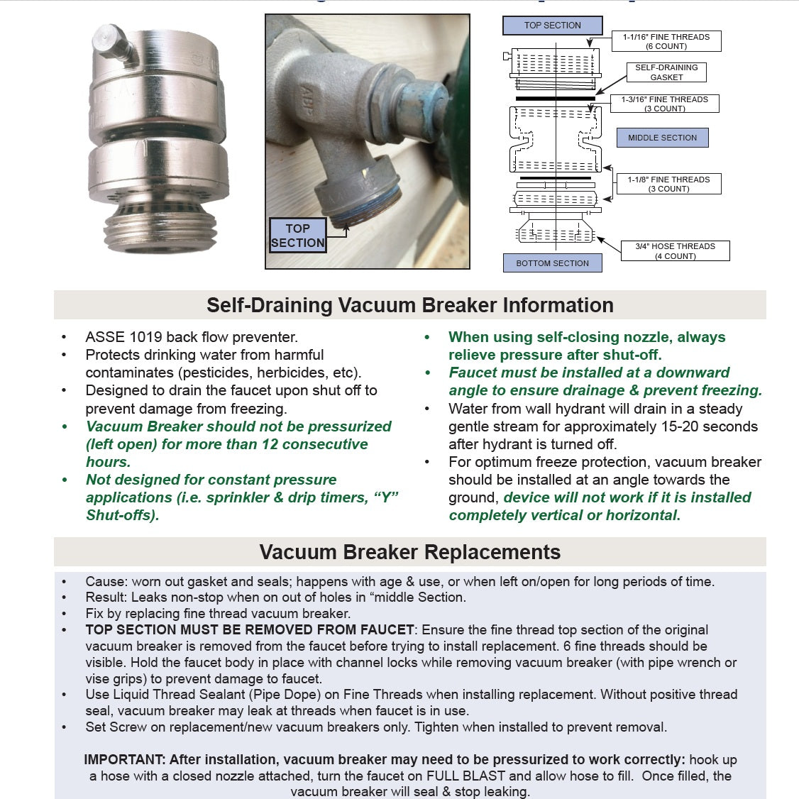 Arrowhead Brass Vacuum Breaker 1019-A 486 BFP PK1390