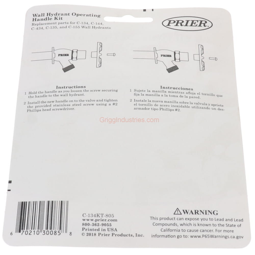 Prier C-134KT-805 Oval Style Handle & Screw Kit